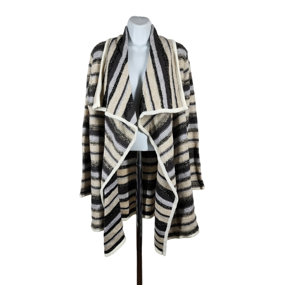 KENSIE STRIPED OPEN FRONT CARDIGAN - Picture 1 of 8